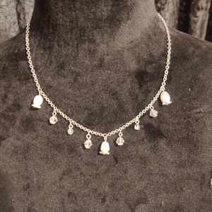 Silver beaded necklace 18 in